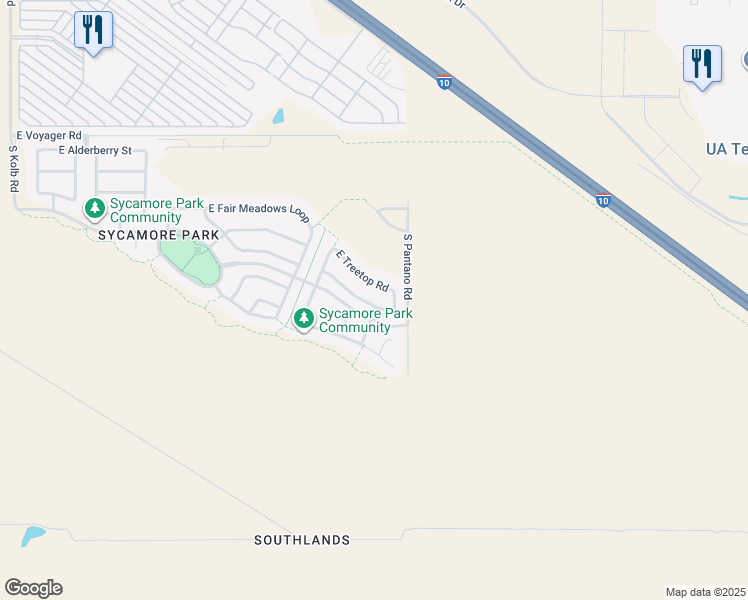 map of restaurants, bars, coffee shops, grocery stores, and more near 7823 East Jack Oak Road in Tucson