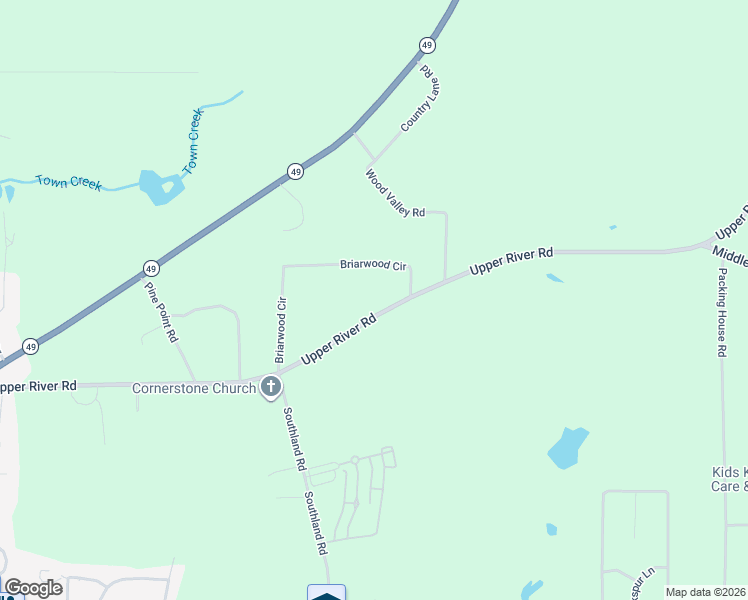map of restaurants, bars, coffee shops, grocery stores, and more near 293 Upper River Road in Americus