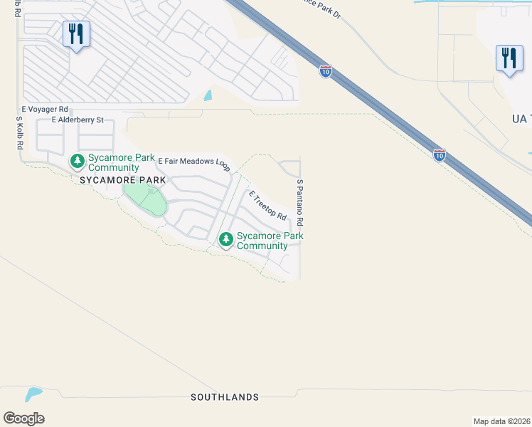 map of restaurants, bars, coffee shops, grocery stores, and more near 7808 East Treetop Road in Tucson