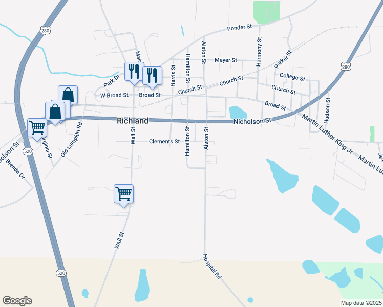 map of restaurants, bars, coffee shops, grocery stores, and more near 103 Hamilton Street in Richland