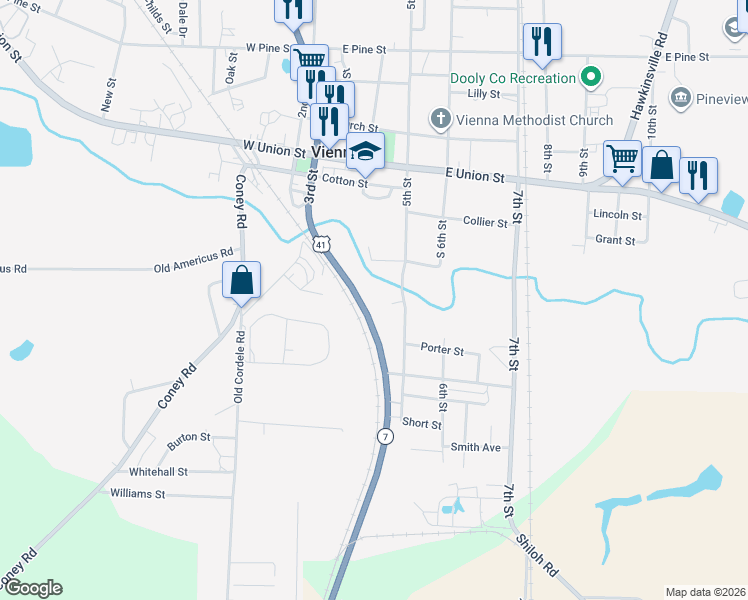map of restaurants, bars, coffee shops, grocery stores, and more near 417 U.S. 41 in Vienna