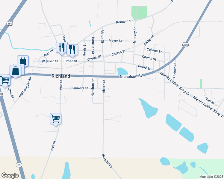 map of restaurants, bars, coffee shops, grocery stores, and more near 580 Alston Street in Richland