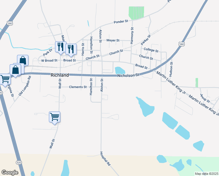 map of restaurants, bars, coffee shops, grocery stores, and more near 580 Alston Street in Richland