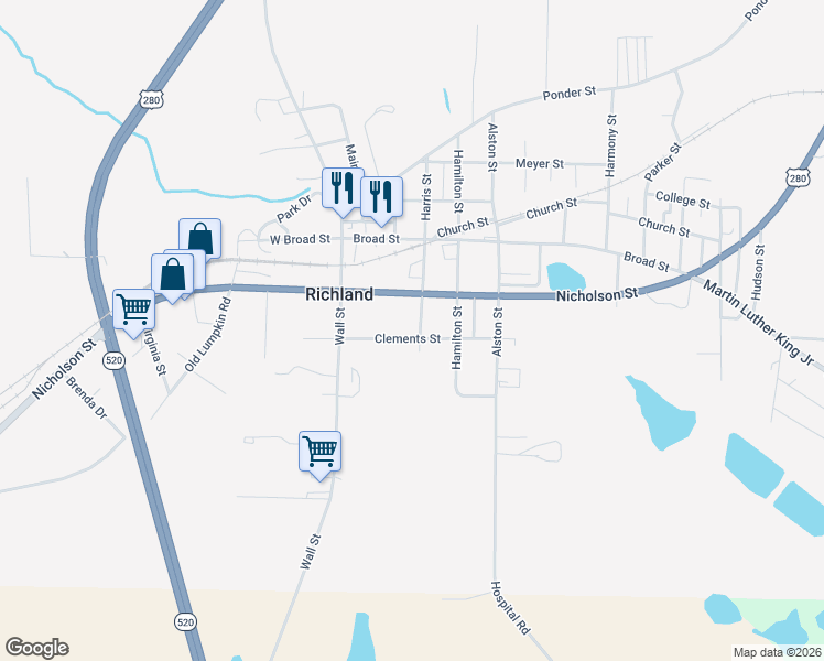 map of restaurants, bars, coffee shops, grocery stores, and more near 45 Walker Street in Richland