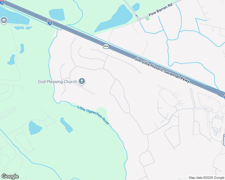 map of restaurants, bars, coffee shops, grocery stores, and more near Jim Gillis Historic Savannah Parkway in Pooler