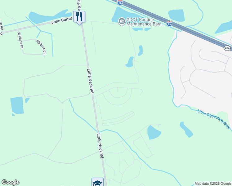 map of restaurants, bars, coffee shops, grocery stores, and more near 2750 Little Neck Road in Savannah