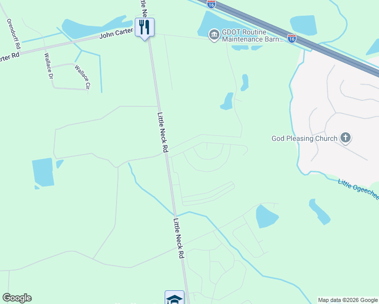 map of restaurants, bars, coffee shops, grocery stores, and more near Red Hill Road in Bloomingdale