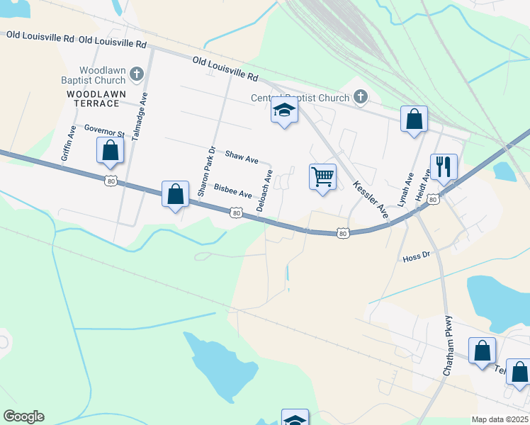 map of restaurants, bars, coffee shops, grocery stores, and more near 1908 U.S. 80 in Savannah