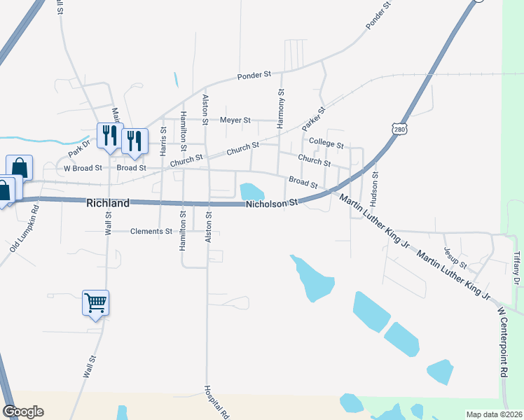 map of restaurants, bars, coffee shops, grocery stores, and more near 1588 Nicholson Street in Richland