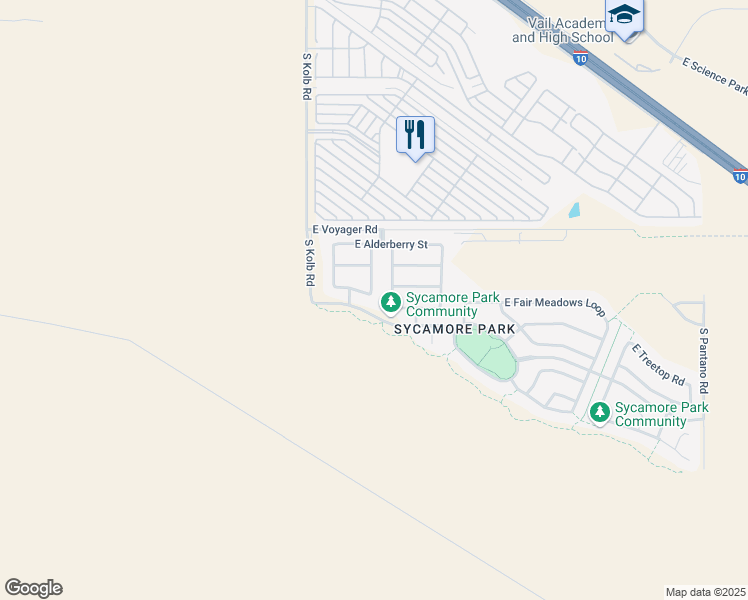 map of restaurants, bars, coffee shops, grocery stores, and more near 9037 South Cedarbrook Lane in Tucson