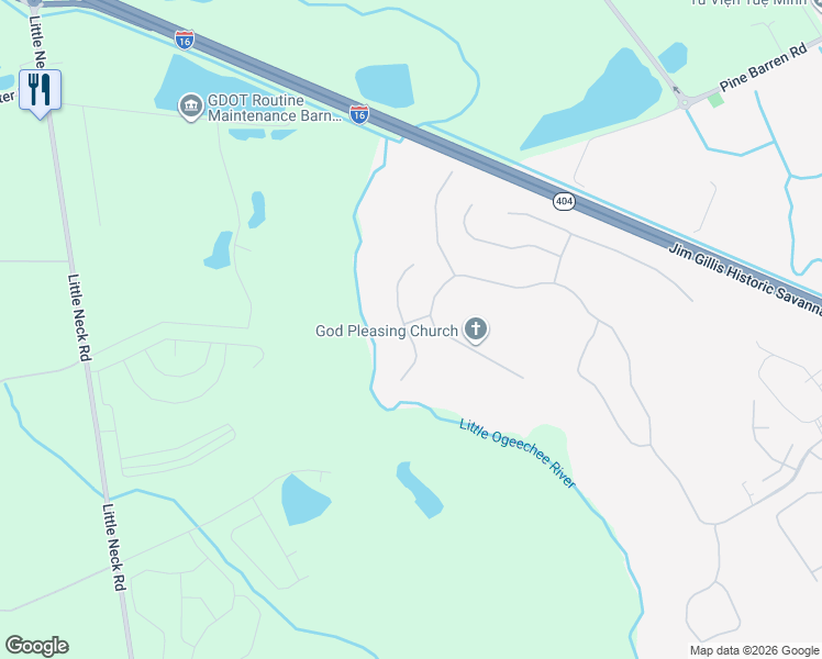 map of restaurants, bars, coffee shops, grocery stores, and more near Old Little Neck Road in Bloomingdale
