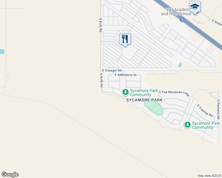 map of restaurants, bars, coffee shops, grocery stores, and more near 7168 East Bloomtree Lane in Tucson