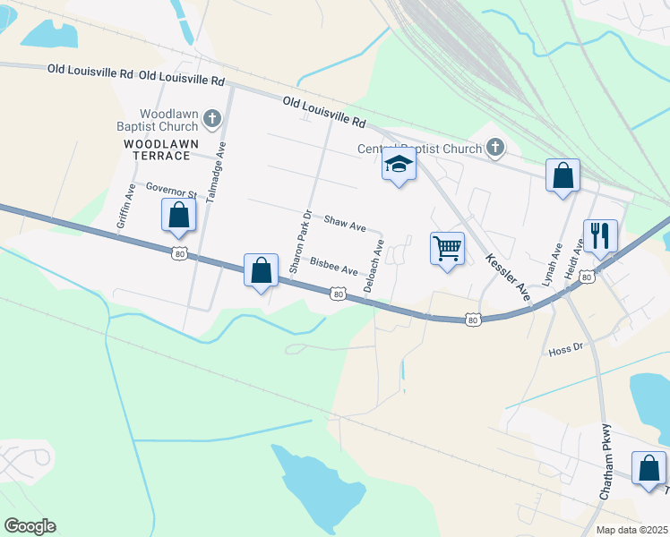 map of restaurants, bars, coffee shops, grocery stores, and more near 2201 Bisbee Avenue in Savannah