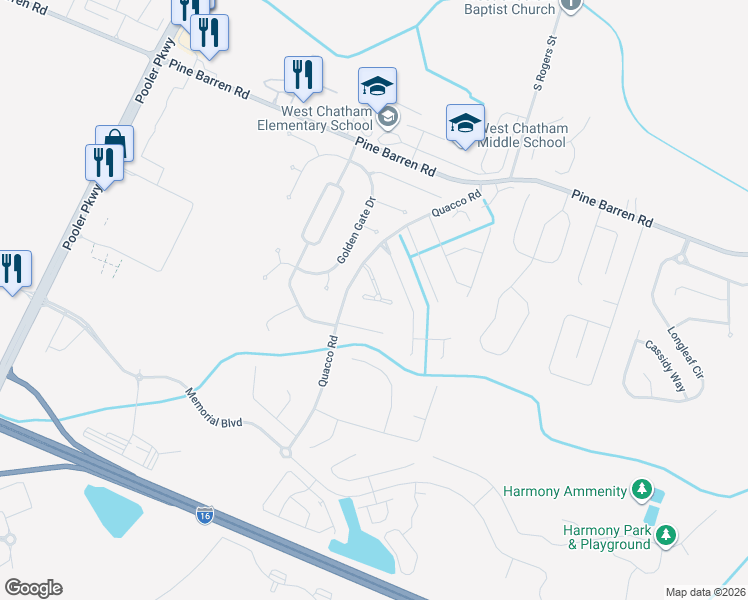 map of restaurants, bars, coffee shops, grocery stores, and more near in Pooler