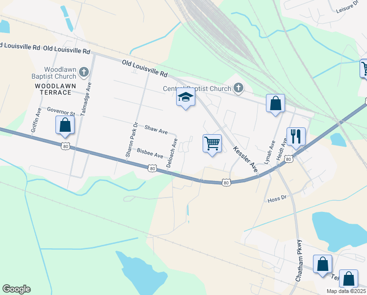 map of restaurants, bars, coffee shops, grocery stores, and more near 1326 U.S. 80 in Garden City