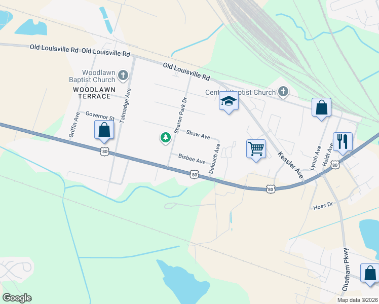 map of restaurants, bars, coffee shops, grocery stores, and more near 2201 Bisbee Avenue in Savannah