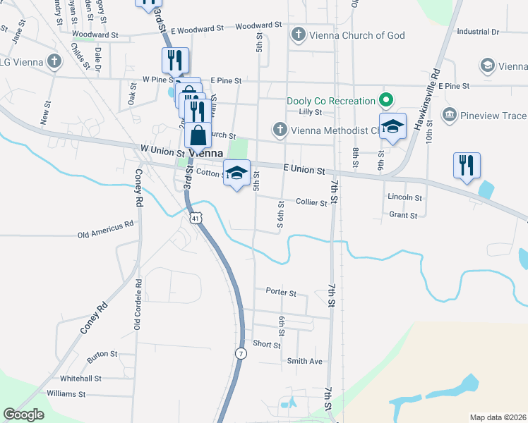 map of restaurants, bars, coffee shops, grocery stores, and more near 420 South 6th Street in Vienna