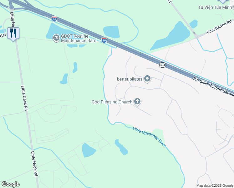map of restaurants, bars, coffee shops, grocery stores, and more near Old Little Neck Road in Bloomingdale