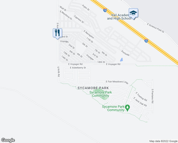 map of restaurants, bars, coffee shops, grocery stores, and more near 7929 East Heartwood Drive in Tucson