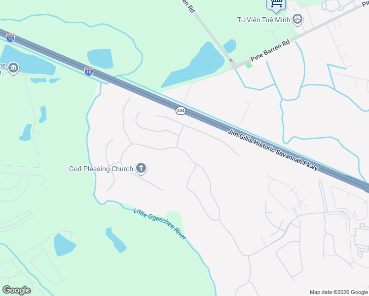 map of restaurants, bars, coffee shops, grocery stores, and more near Jim Gillis Historic Savannah Parkway in Pooler