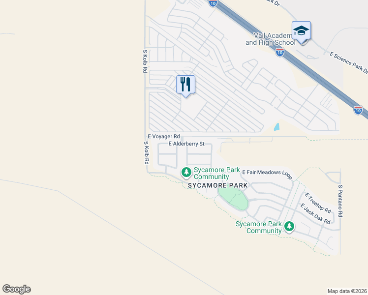 map of restaurants, bars, coffee shops, grocery stores, and more near 8939 South Cedarbrook Lane in Tucson
