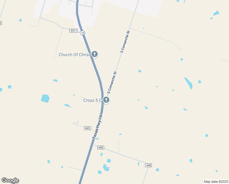 map of restaurants, bars, coffee shops, grocery stores, and more near 200 County Road 450 in De Leon