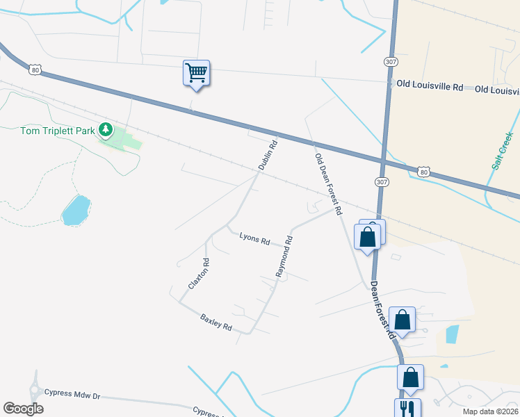 map of restaurants, bars, coffee shops, grocery stores, and more near 236 Dublin Road in Pooler