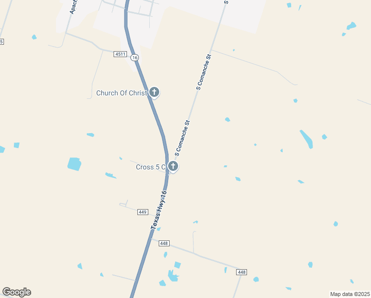 map of restaurants, bars, coffee shops, grocery stores, and more near 200 County Road 450 in De Leon
