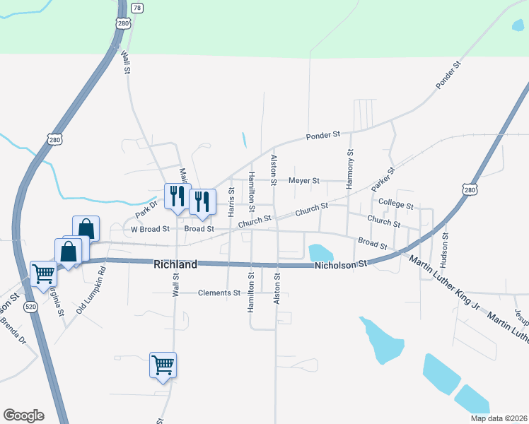 map of restaurants, bars, coffee shops, grocery stores, and more near 210 Phillips Street in Richland