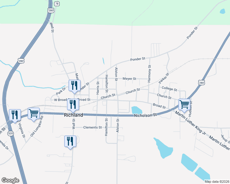 map of restaurants, bars, coffee shops, grocery stores, and more near 210 Phillips Street in Richland