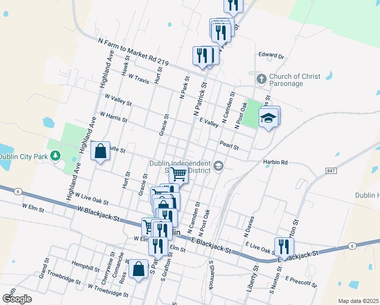 map of restaurants, bars, coffee shops, grocery stores, and more near 425 North Patrick Street in Dublin