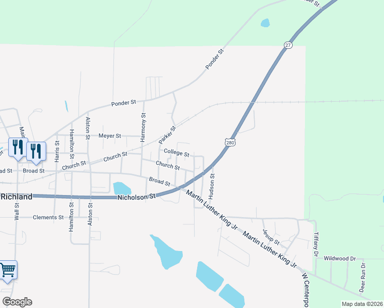 map of restaurants, bars, coffee shops, grocery stores, and more near 155 College Street in Richland