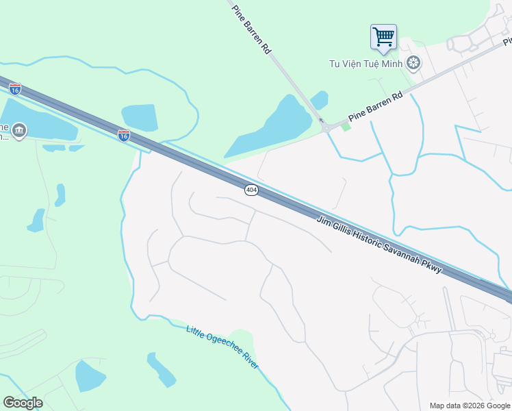 map of restaurants, bars, coffee shops, grocery stores, and more near Jim Gillis Historic Savannah Parkway in Pooler