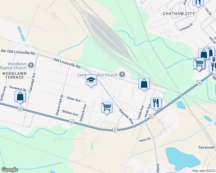 map of restaurants, bars, coffee shops, grocery stores, and more near 4042 Kessler Avenue in Savannah