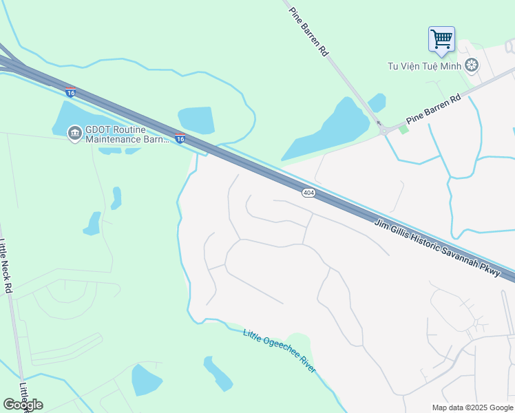 map of restaurants, bars, coffee shops, grocery stores, and more near Jim Gillis Historic Savannah Parkway in Pooler