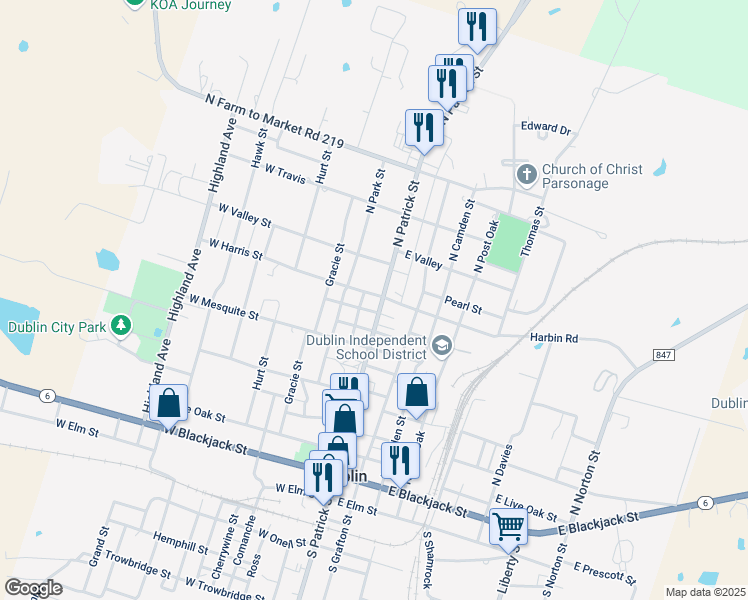 map of restaurants, bars, coffee shops, grocery stores, and more near 425 North Patrick Street in Dublin