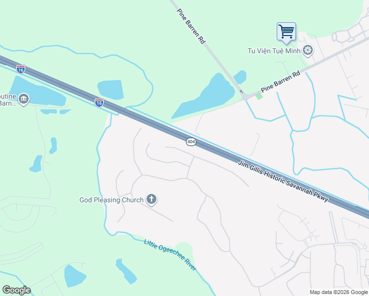 map of restaurants, bars, coffee shops, grocery stores, and more near Jim Gillis Historic Savannah Parkway in Pooler