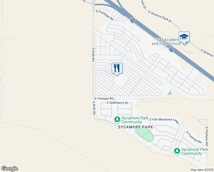 map of restaurants, bars, coffee shops, grocery stores, and more near 7157 East Alderberry Street in Tucson