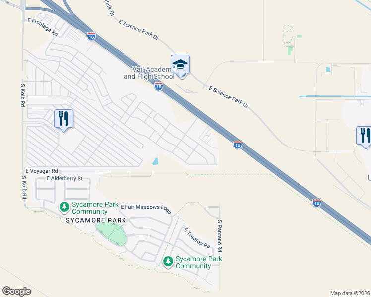 map of restaurants, bars, coffee shops, grocery stores, and more near Leeward in Tucson