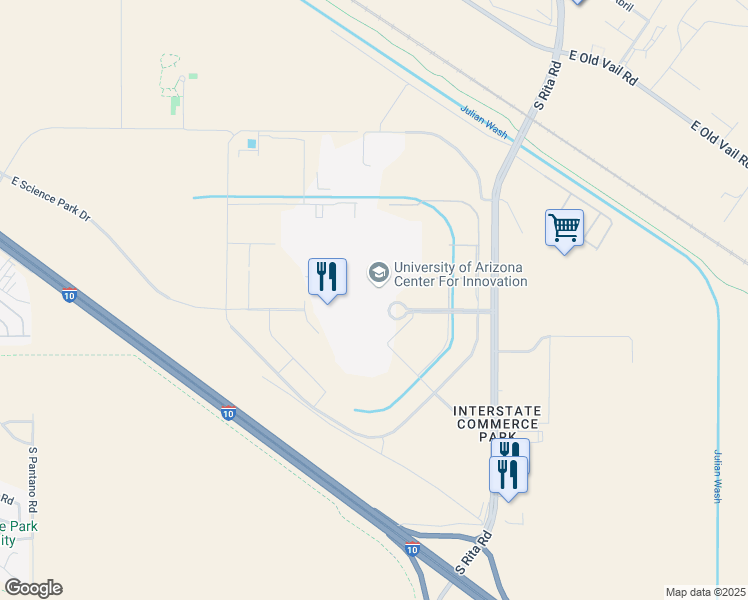 map of restaurants, bars, coffee shops, grocery stores, and more near 9040 South Rita Road in Tucson