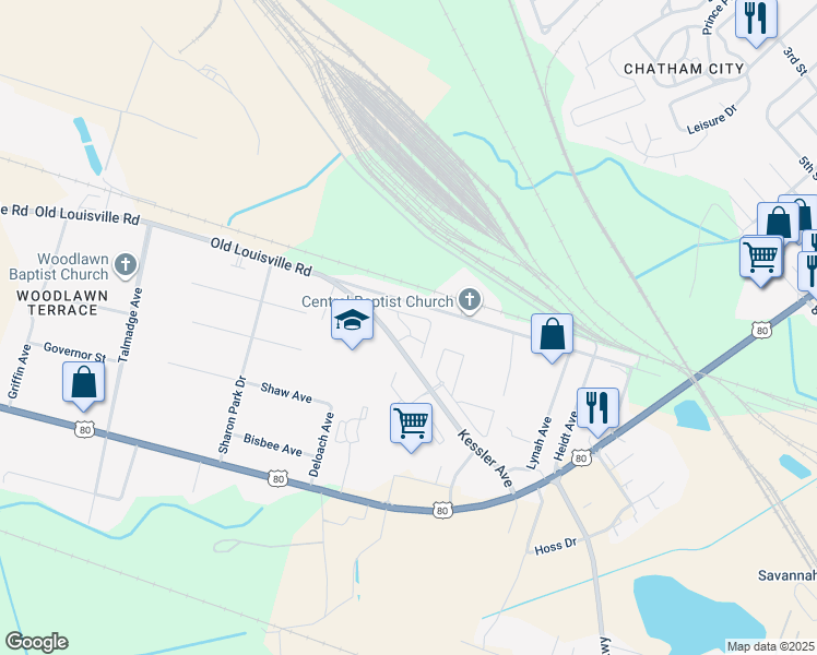 map of restaurants, bars, coffee shops, grocery stores, and more near 511 Kessler Court in Garden City