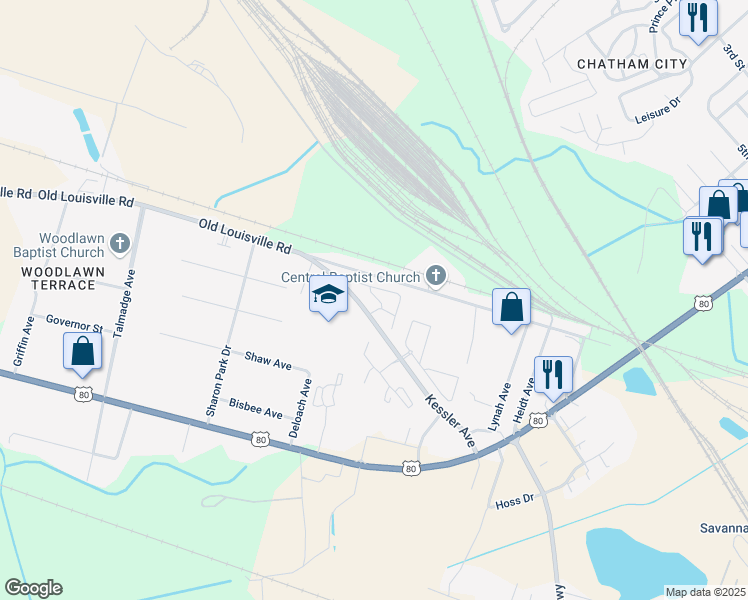 map of restaurants, bars, coffee shops, grocery stores, and more near 4042 Kessler Avenue in Savannah