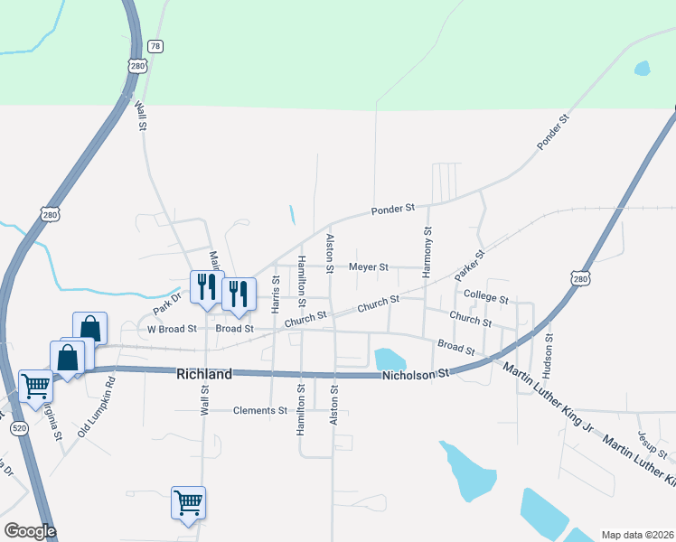 map of restaurants, bars, coffee shops, grocery stores, and more near 1009 Alston Street in Richland