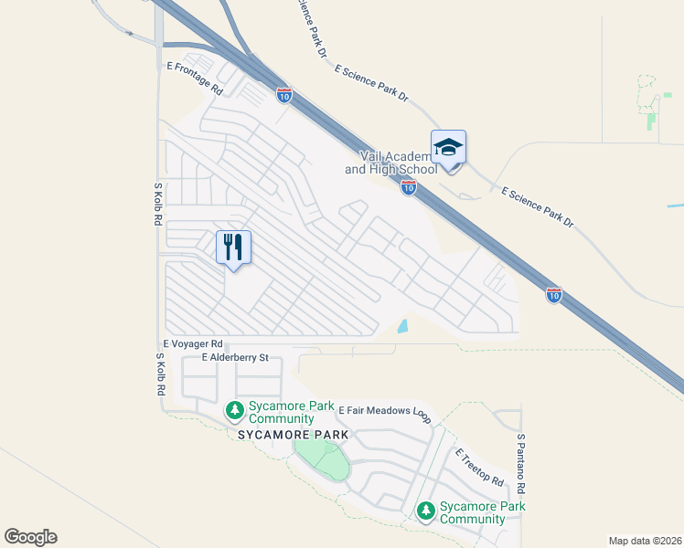 map of restaurants, bars, coffee shops, grocery stores, and more near 7491 E Navigator Ln in Tucson