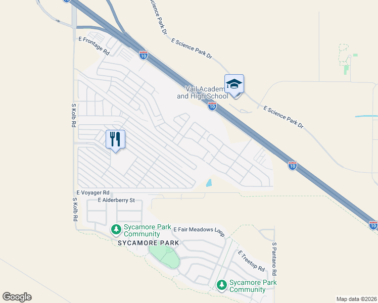 map of restaurants, bars, coffee shops, grocery stores, and more near 7515 East Navigator in Tucson