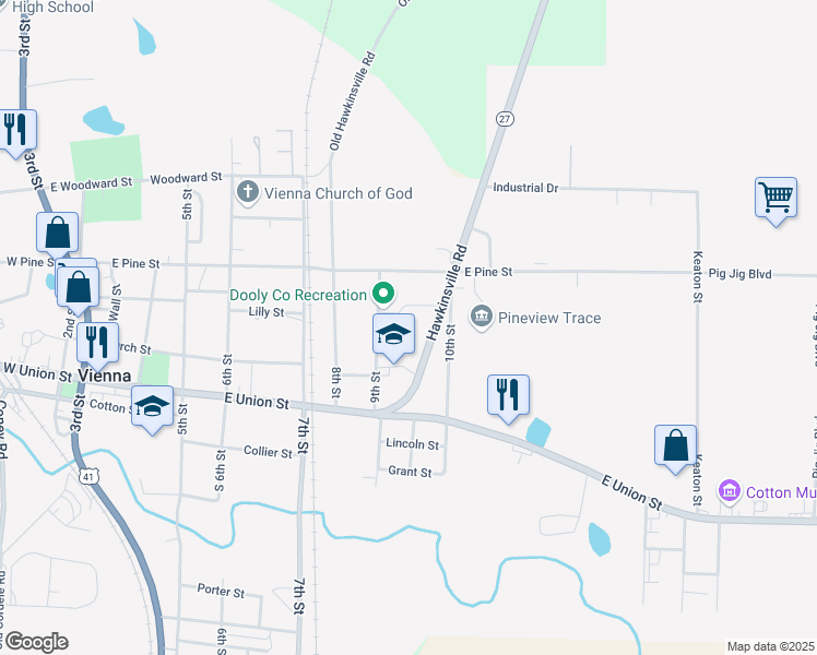 map of restaurants, bars, coffee shops, grocery stores, and more near 214 9th Street in Vienna