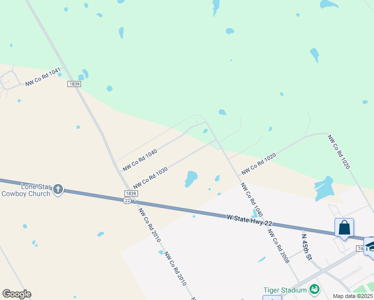 map of restaurants, bars, coffee shops, grocery stores, and more near 1819 Northwest Co Road 1040 in Corsicana