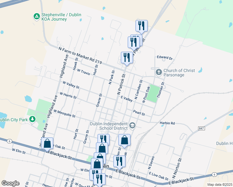 map of restaurants, bars, coffee shops, grocery stores, and more near 616 North Patrick Street in Dublin