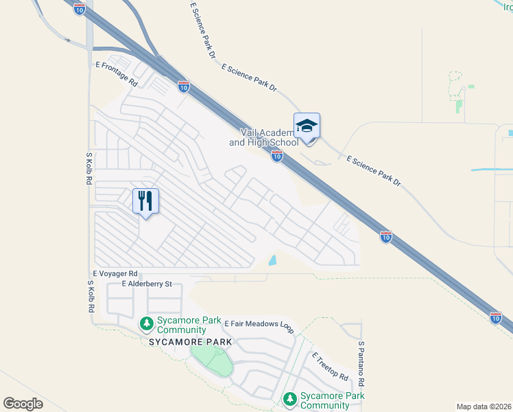 map of restaurants, bars, coffee shops, grocery stores, and more near East Benson Highway in Tucson