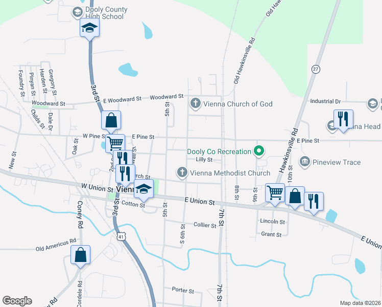 map of restaurants, bars, coffee shops, grocery stores, and more near 302 6th Street in Vienna